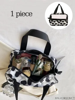 BagForLove - Clear Travel Cosmetic Bag with Heart Print, Portable & Stylish, Ideal for Women