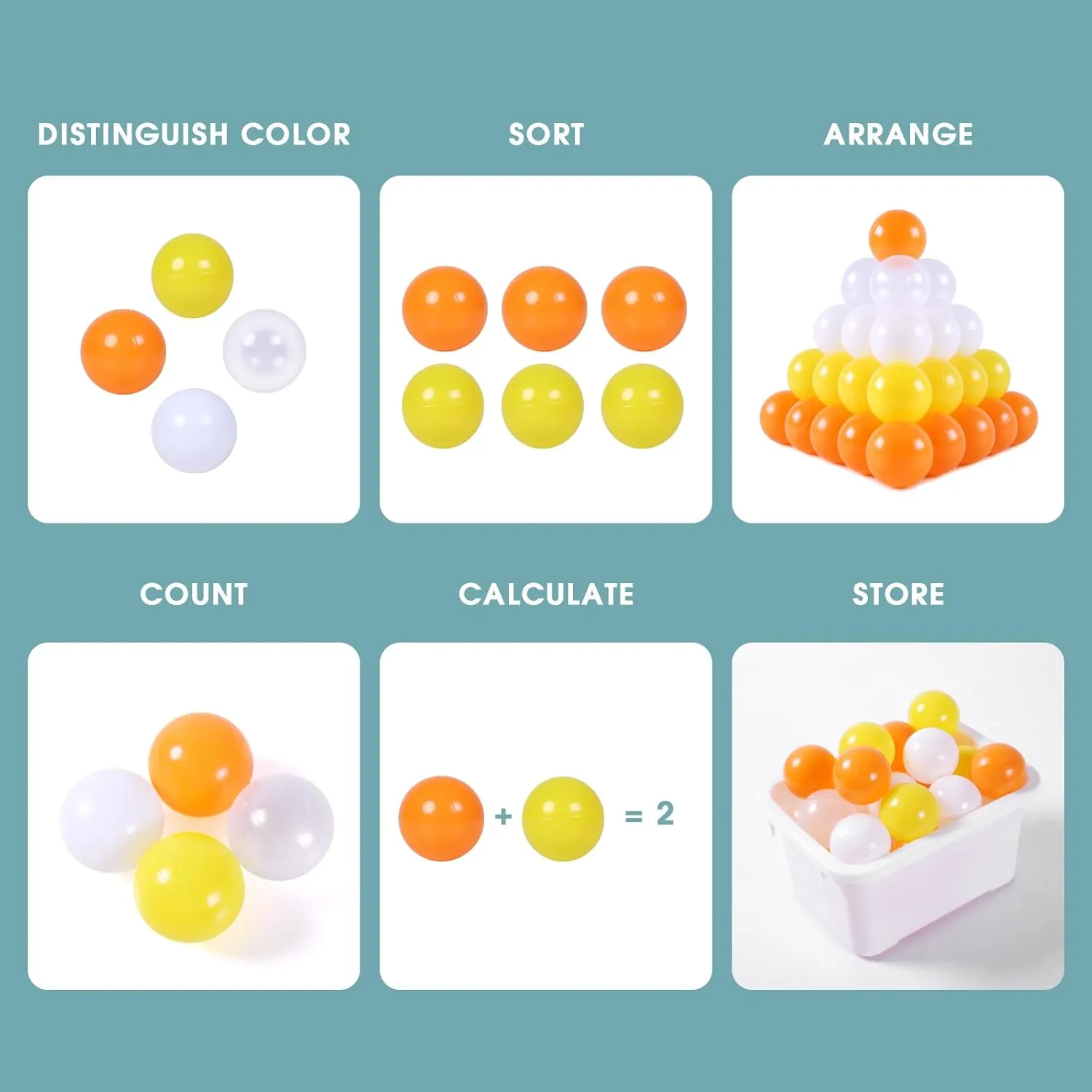 Ball Pit Balls Plastic Balls for Ball Pit Phathalate Free BPA Free Plastic Balls 100pcs 2.2" Set for Toddlers for Play Tent Tunnel