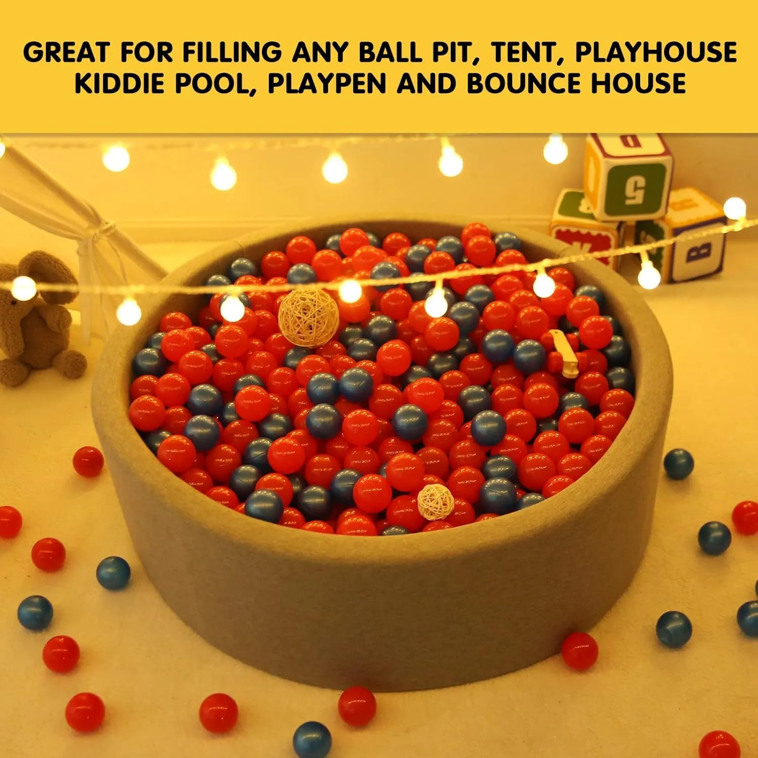 Ball Pit Balls Plastic Balls for Ball Pit Phathalate Free BPA Free Plastic Balls 100pcs 2.2" Set for Toddlers for Play Tent Tunnel