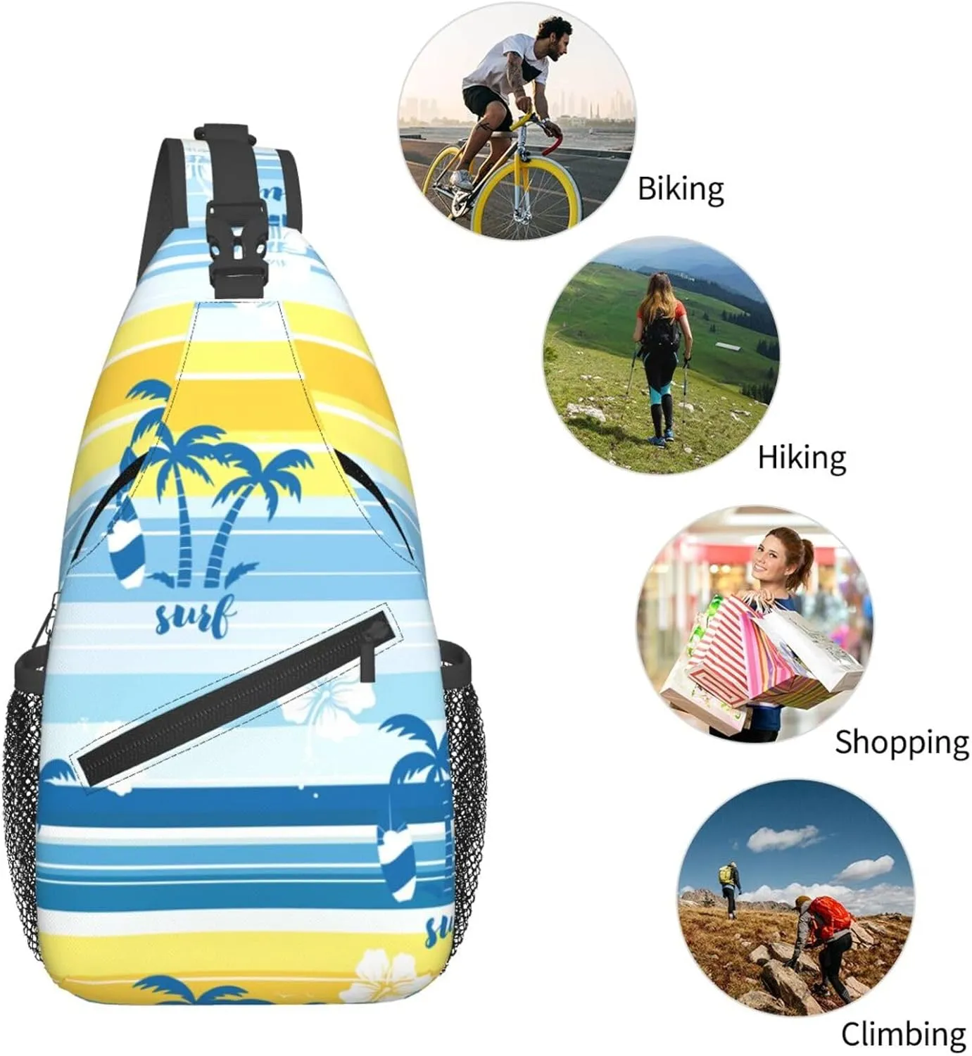 Basketball American Flag Crossbody Bag Adjustable Sling Bag Casual Chest Bags Travel Shoulder Backpack