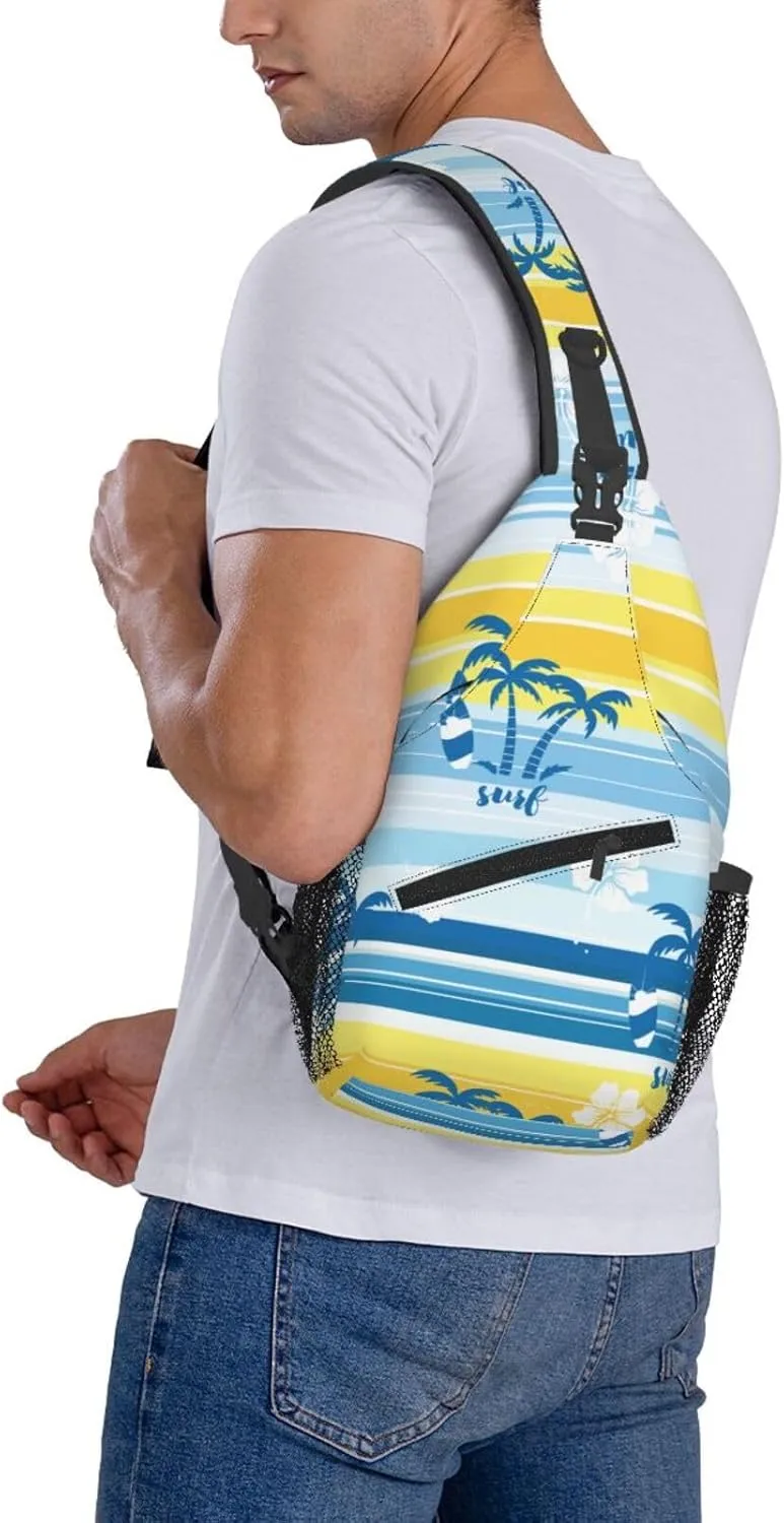 Basketball American Flag Crossbody Bag Adjustable Sling Bag Casual Chest Bags Travel Shoulder Backpack