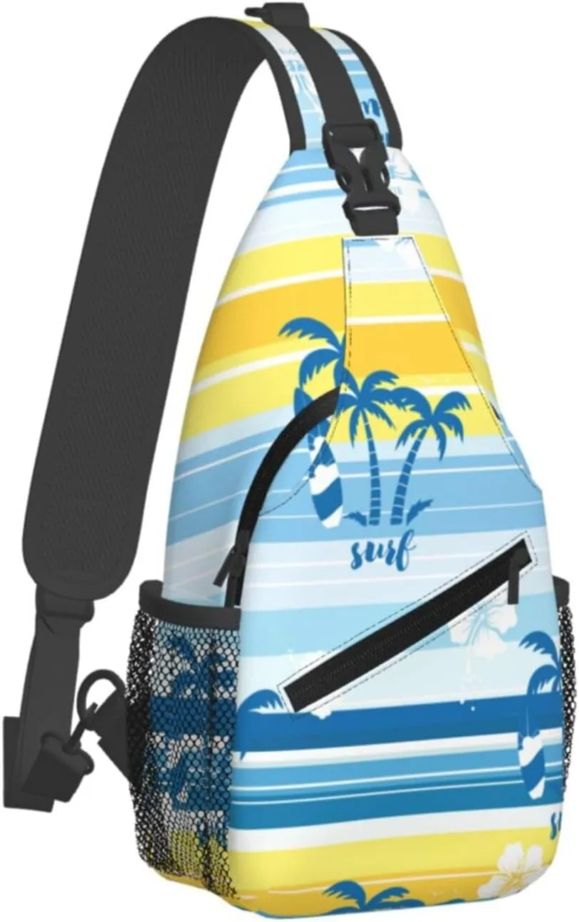 Basketball American Flag Crossbody Bag Adjustable Sling Bag Casual Chest Bags Travel Shoulder Backpack