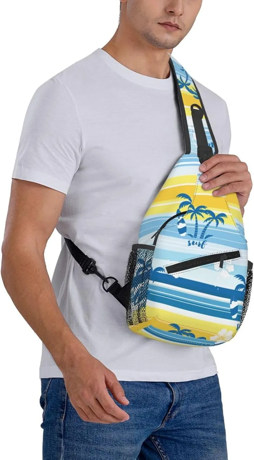 Basketball American Flag Crossbody Bag Adjustable Sling Bag Casual Chest Bags Travel Shoulder Backpack
