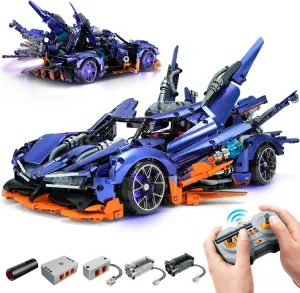 BAV Super Plated Sports Car Building Kits, Adult Collectible Model and Race Engineering Toy Set, 1:10 Scale Electric Driftable Remote Control Sports Car with Light for Adults Men Teens