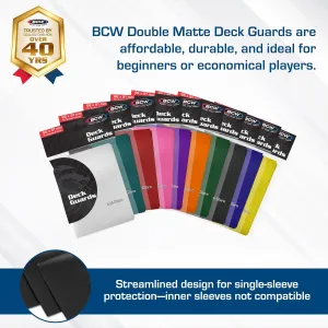 BCW Deck Guard - Double Matte Black Card Sleeves | Acid-Free, Archival-Safe, No PVC | Anti-Glare Matte Finish | Fits Standard 2½" x 3½" Game Cards | Durable Deck Protector Sleeves | 1000 Ct