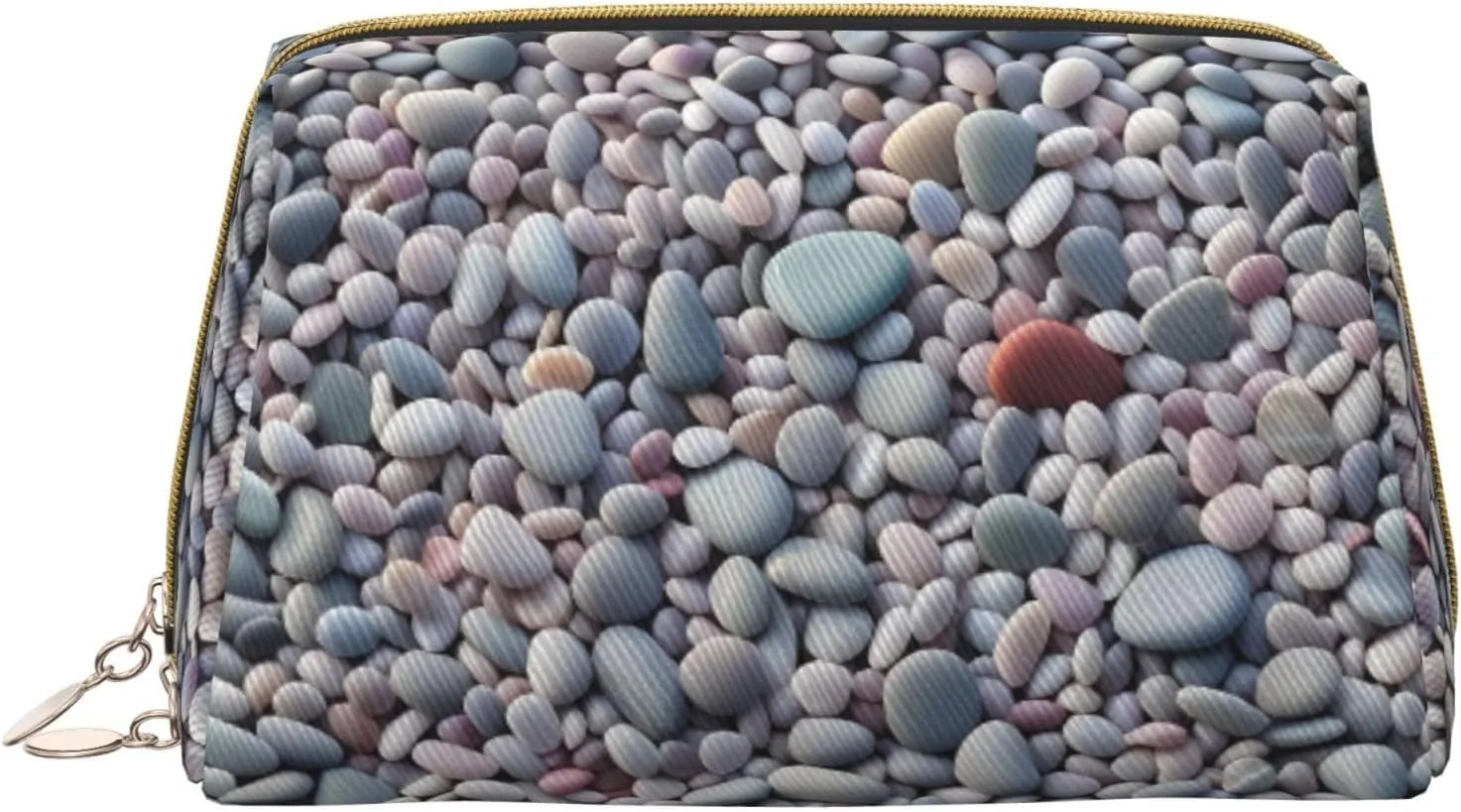 Beach Colored Pebbles Printed Small Makeup Bag,Travel Cosmetic Bag Purse with Zipper,Water-resistant Makeup Organizer Bag for Women