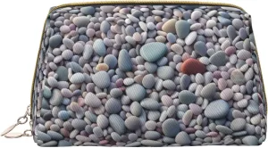 Beach Colored Pebbles Printed Small Makeup Bag,Travel Cosmetic Bag Purse with Zipper,Water-resistant Makeup Organizer Bag for Women