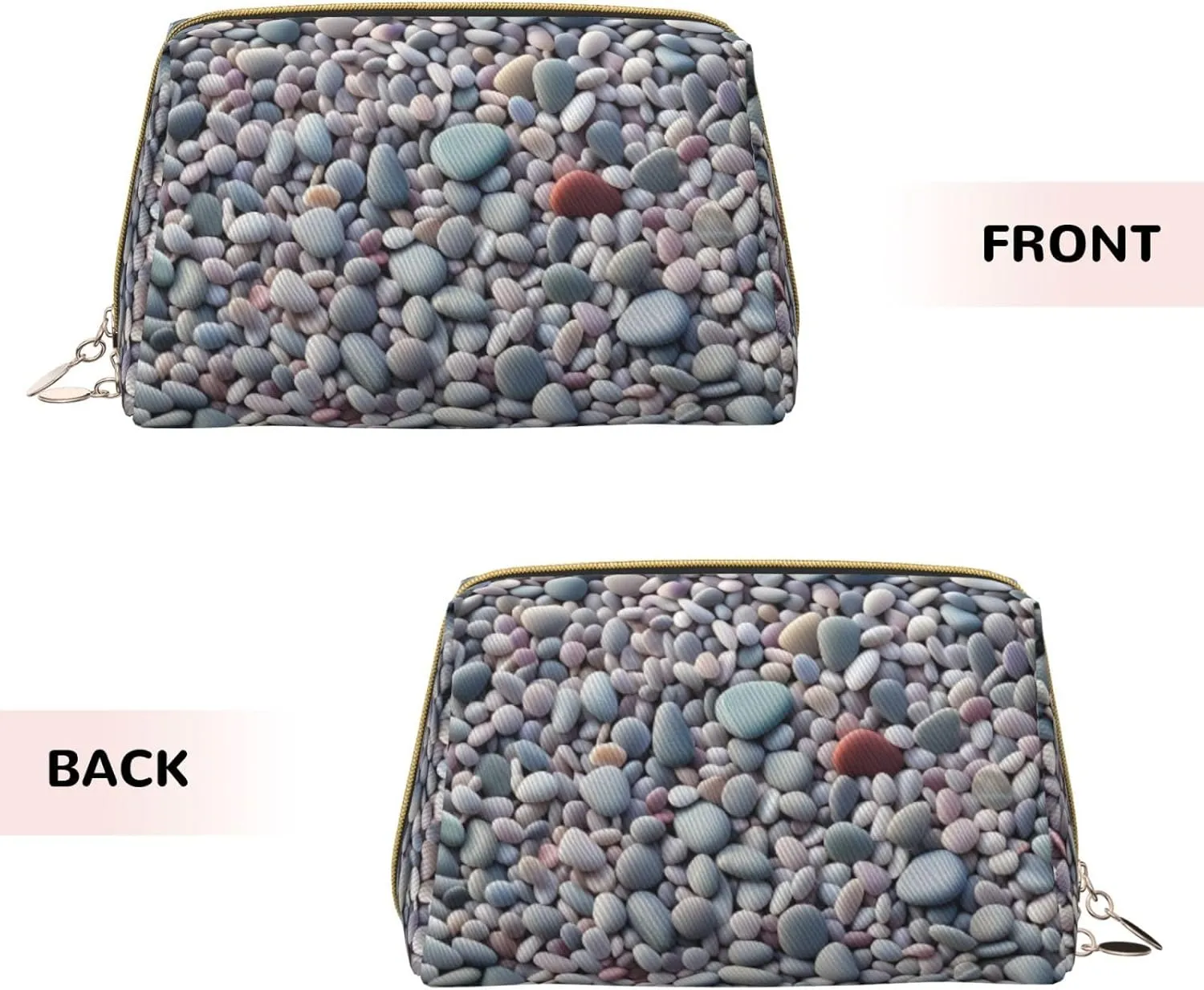 Beach Colored Pebbles Printed Small Makeup Bag,Travel Cosmetic Bag Purse with Zipper,Water-resistant Makeup Organizer Bag for Women