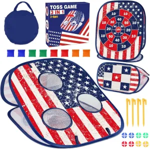 Bean Bag Toss Game for Kids 3 in 1 Carnival Cornhole Game Set,Sticky Ball Toss,Tic Tac Toe,Toddlers Outdoor Lawn Toys for Family Activities Gifts for 3 4 5 6 Year Old Boys Birthday Christmas