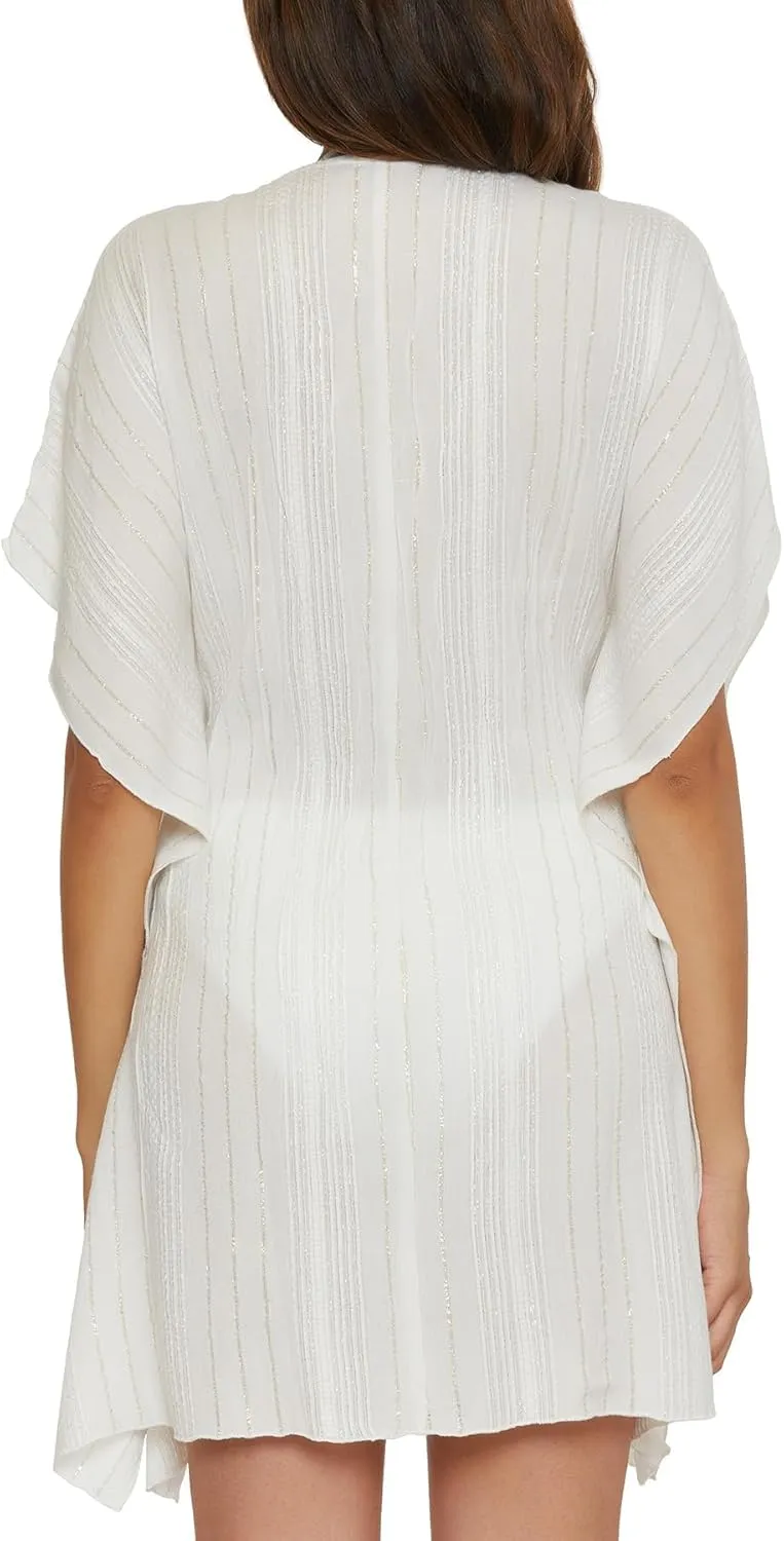 BECCA Women's Radiance Woven Tunic, Plunge V-Neck, Casual, Beach Cover Ups