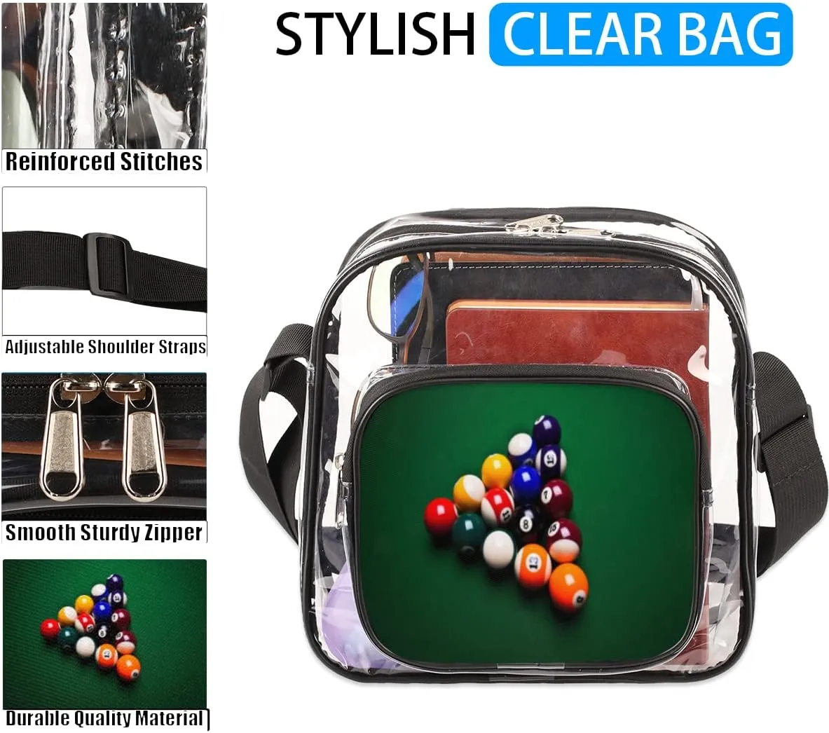 Bee With Honey Clear Crossbody Bag Clear Messenger Bag Shoulder Bags Clear Purse Stadium Approved