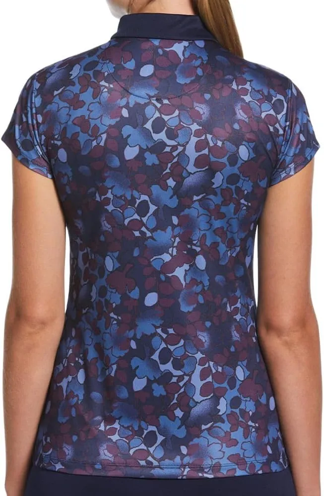 Ben Hogan Women's Cap Sleeve Floral Printed Polo