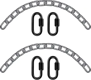 BeneLabel 2Pcs 28 inch Silver Hanging Chain Kits with 4 Carabiners 1000 LB Capacity Heavy Duty Hanging Hammock Chair Hardware Swing Extender Chain for Hanging Chair, Punching Bags, Porch Swing