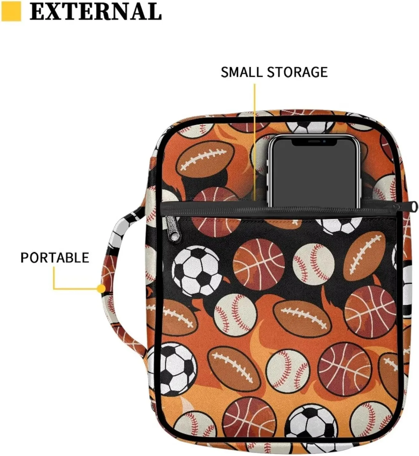 Bible Cover Bible Case for Men Women Zipper Book Carry Case Bible Protective Bag with Handle Portable Bible Bags