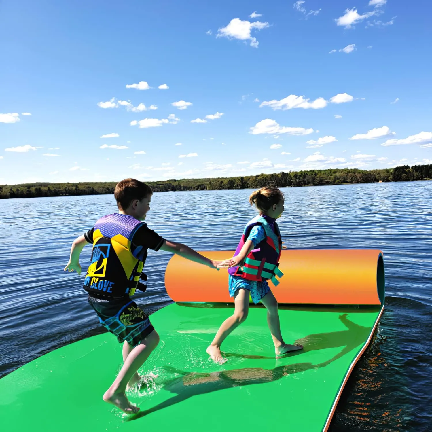 Big Floating Water Mat 7'/9'/12'/18' Lily Pad Floating Mat for Lakes, Oceans, Beach, 3 Layers XPE Foam Floating Pad Pool Floats for Water Recreation and Relaxing