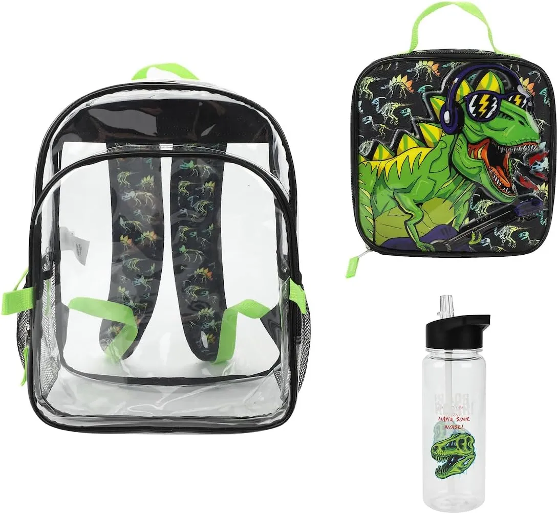 BIOWORLD Men's DJT-Rex 3-Piece Backpack Set (Little Big Kid), Black, One Size