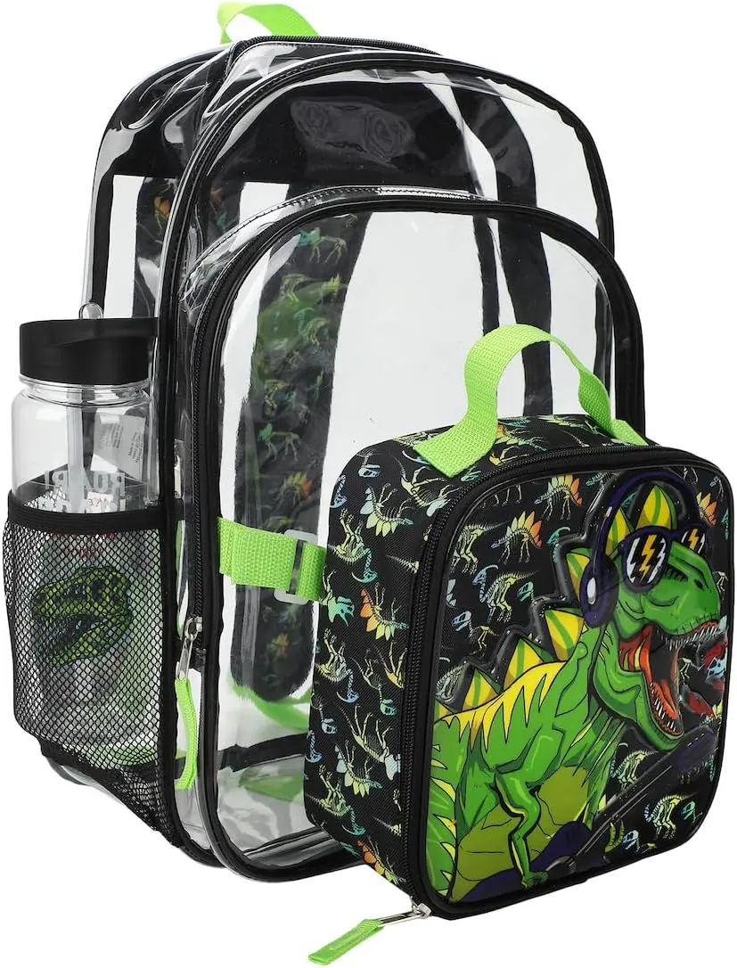BIOWORLD Men's DJT-Rex 3-Piece Backpack Set (Little Big Kid), Black, One Size