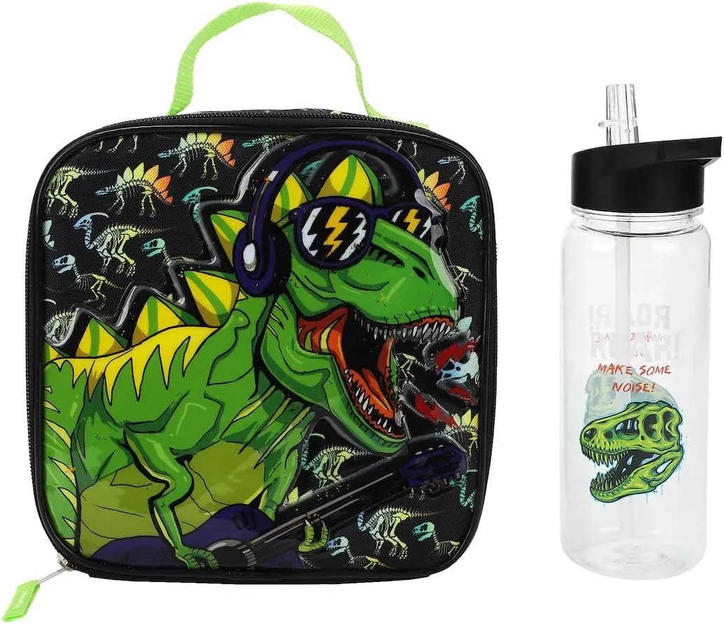 BIOWORLD Men's DJT-Rex 3-Piece Backpack Set (Little Big Kid), Black, One Size
