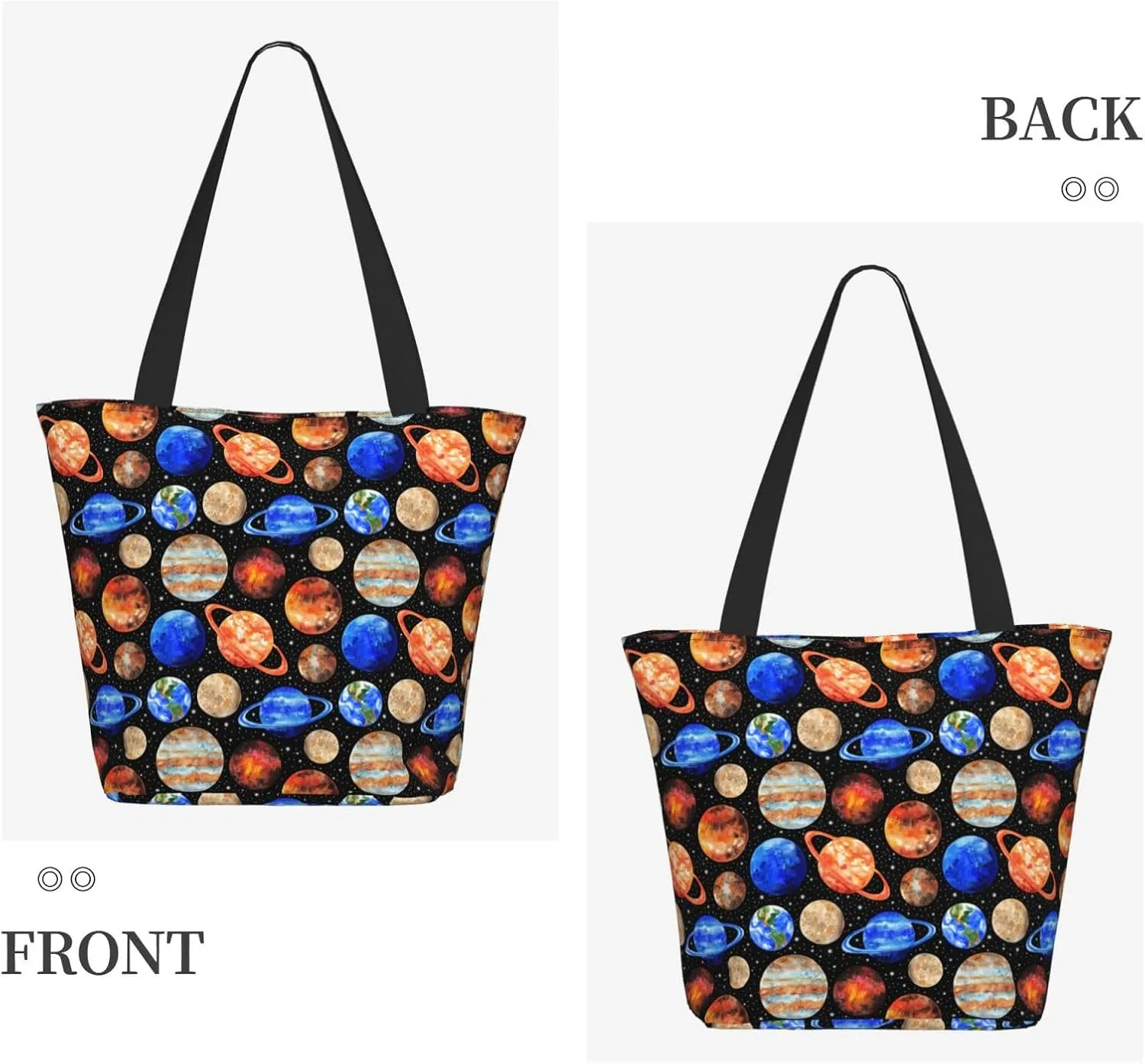 Black Geometric Tote Bag Women Reusable Shopping Bags Shoulder Bag Portable Storage HandBags
