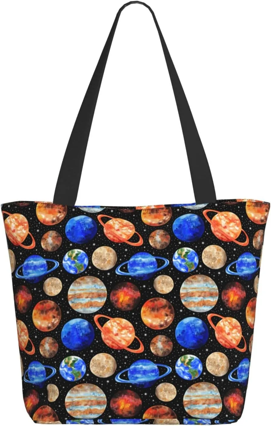 Black Geometric Tote Bag Women Reusable Shopping Bags Shoulder Bag Portable Storage HandBags