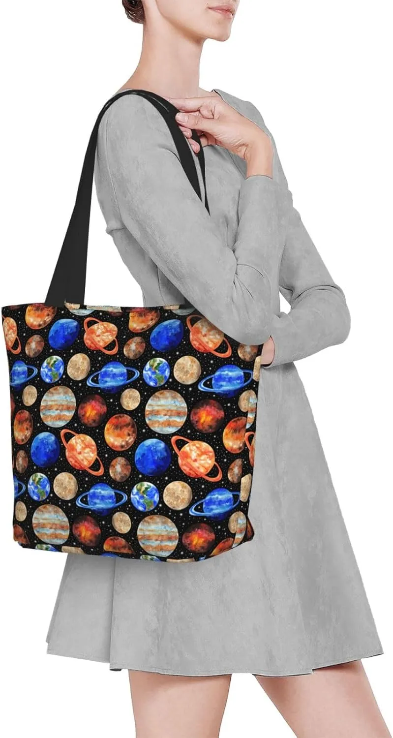 Black Geometric Tote Bag Women Reusable Shopping Bags Shoulder Bag Portable Storage HandBags
