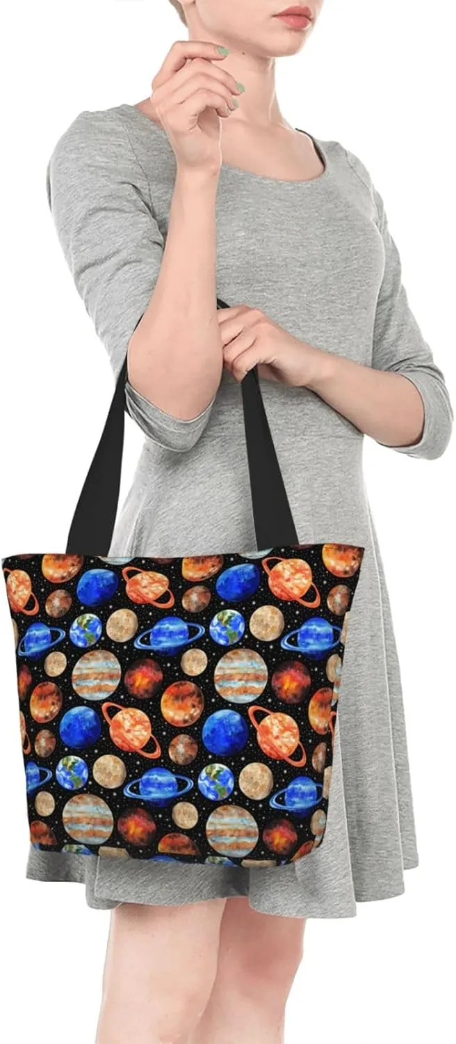 Black Geometric Tote Bag Women Reusable Shopping Bags Shoulder Bag Portable Storage HandBags