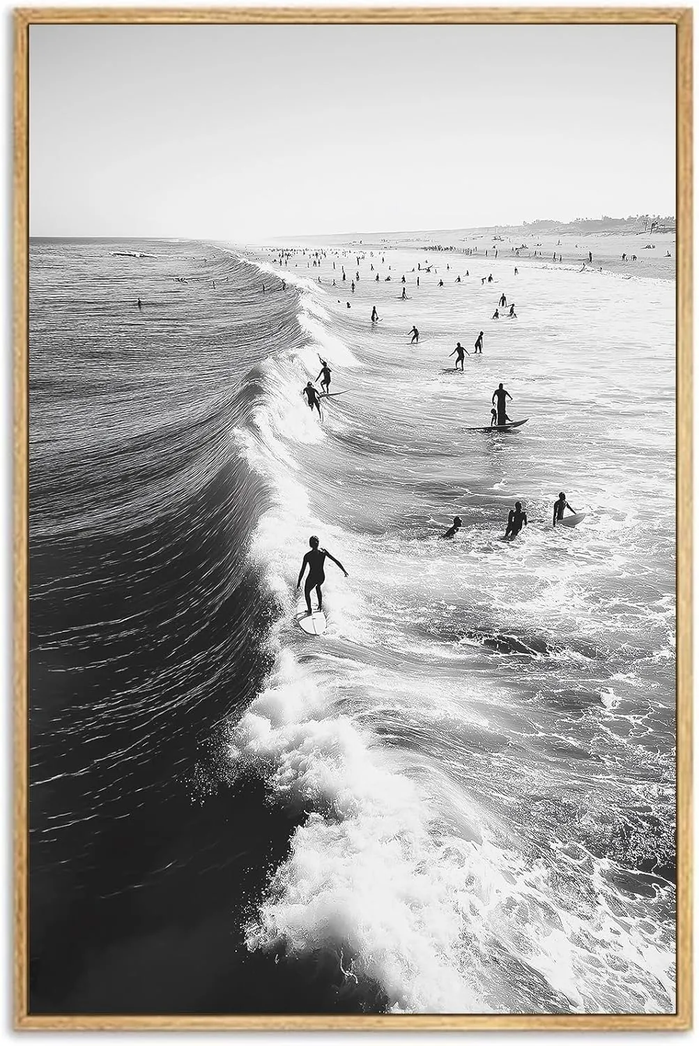Black Ocean Painting Beach Wave Canvas Beach Landscape Wall Art Abstract Wave Picture Black Seascape Painting Abstract Surfing Poster Scenery Surfing Picture for Living Room Bedroom 16x24in No Frame