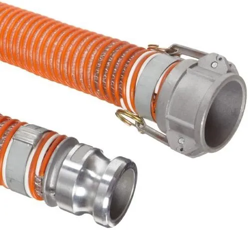 Blastline 3" Dia Heavy-Duty Clear/Orange Braid Flexible PVC Suction and Discharge Hose Assembly, Part CxE Cam & Groove (20 Feet)