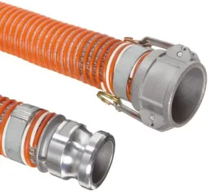 Blastline 3" Dia Heavy-Duty Clear/Orange Braid Flexible PVC Suction and Discharge Hose Assembly, Part CxE Cam & Groove (20 Feet)