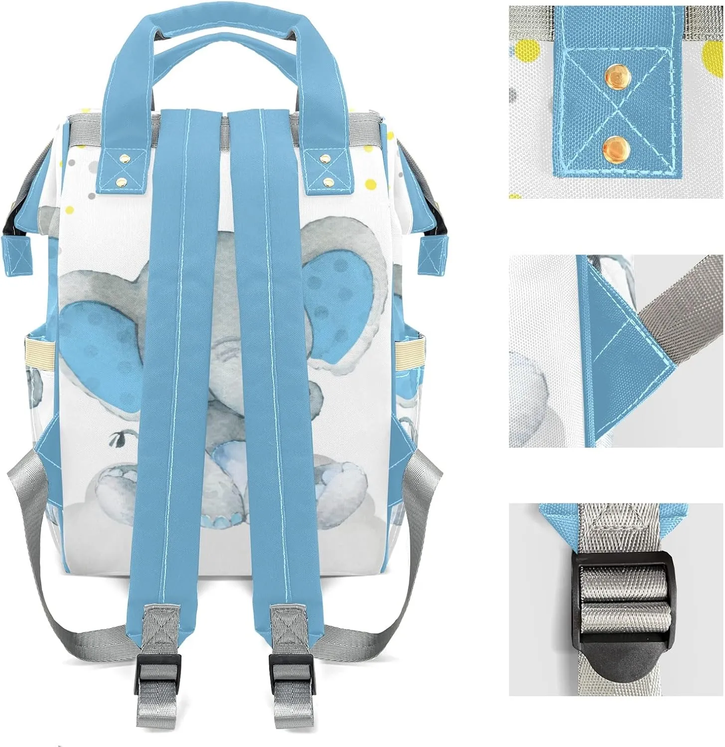 Blue Elephant Diaper Bags Customized Mummy Nursing Casual Daypack Hiking Camping Baby Bags for Mom