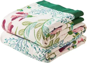 Boho Throw Blanket for Bed, 100% Cotton Soft Rustic Quilt Fall Blanket, 60"x80" Floral Printed Farmhouse Decor Bed Blankets, All Season Rustic Reversible Bohemian Throw Quilt