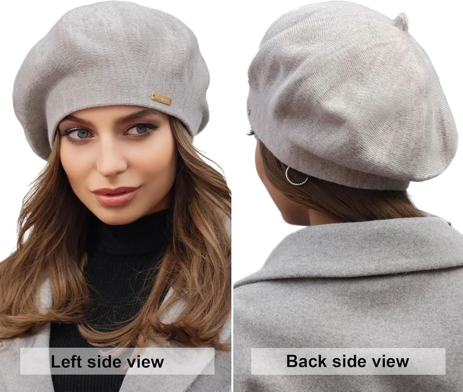 Braxton Beret - Warm Lined Wool Angora Knit Berets - French Paris Hat for Women