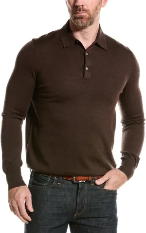 Brooks Brothers Mens Merino Wool Long Sleeve Soft Knit Polo Shirt,