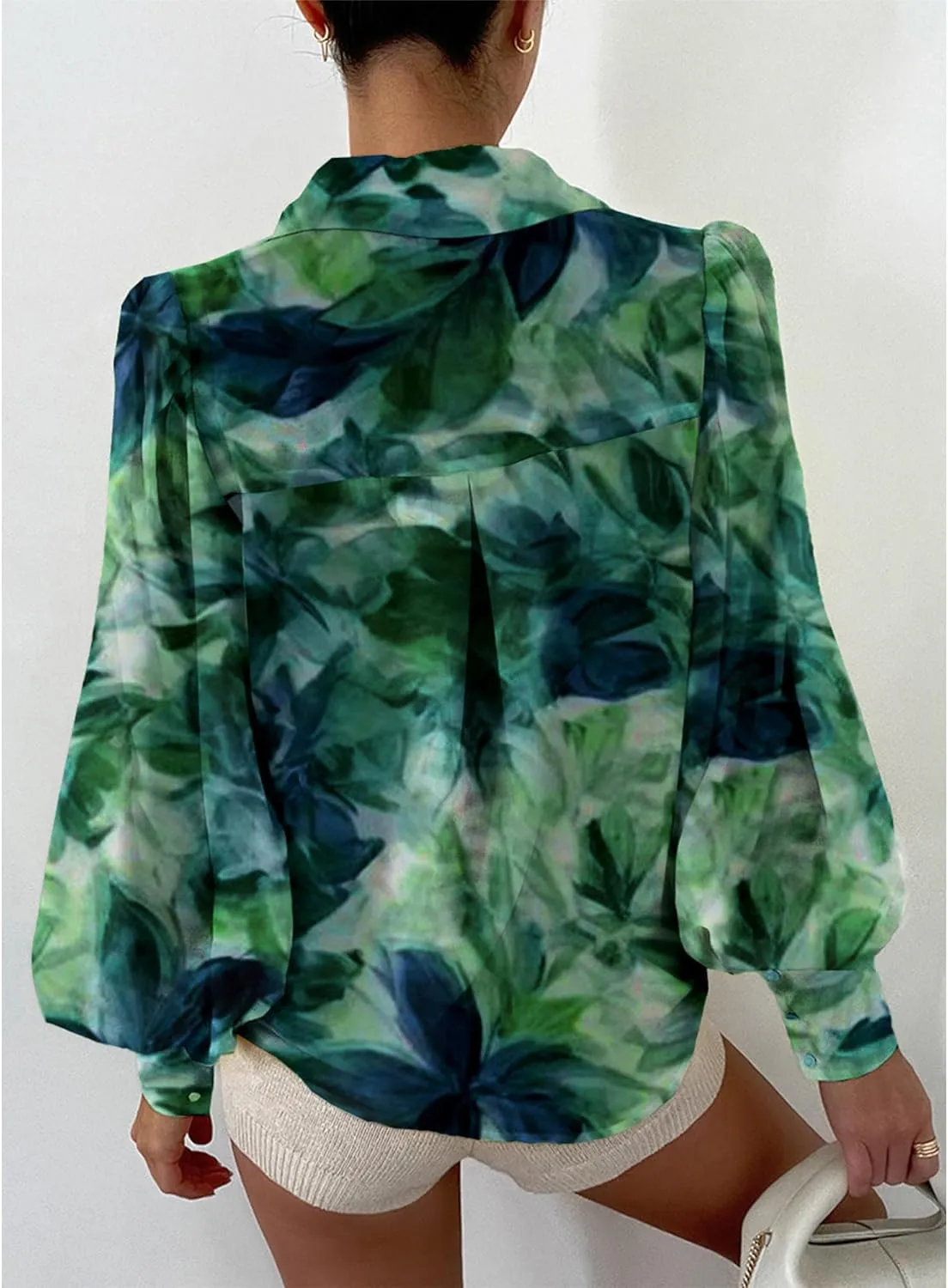 BTFBM Women Fashion Button Down Shirts V Neck Printed Solid Boho Long Sleeve Blouses Dressy Casual Summer Spring Tops