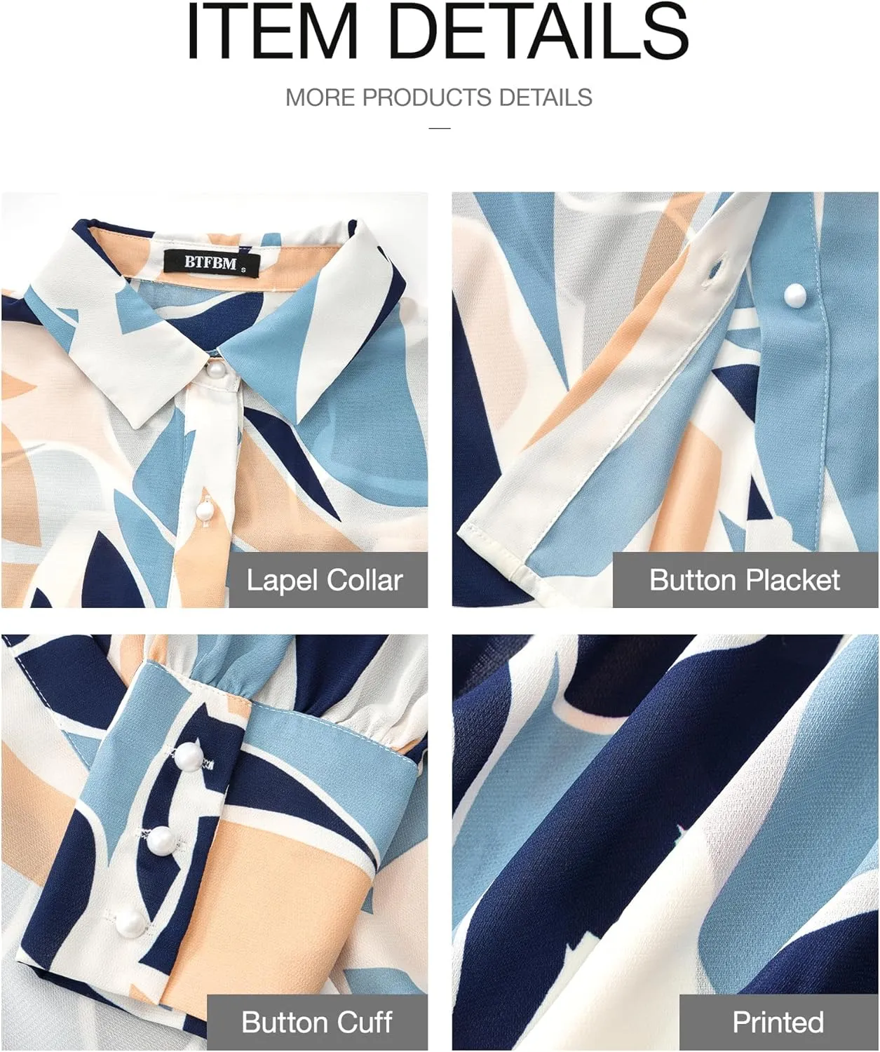 BTFBM Women Fashion Button Down Shirts V Neck Printed Solid Boho Long Sleeve Blouses Dressy Casual Summer Spring Tops