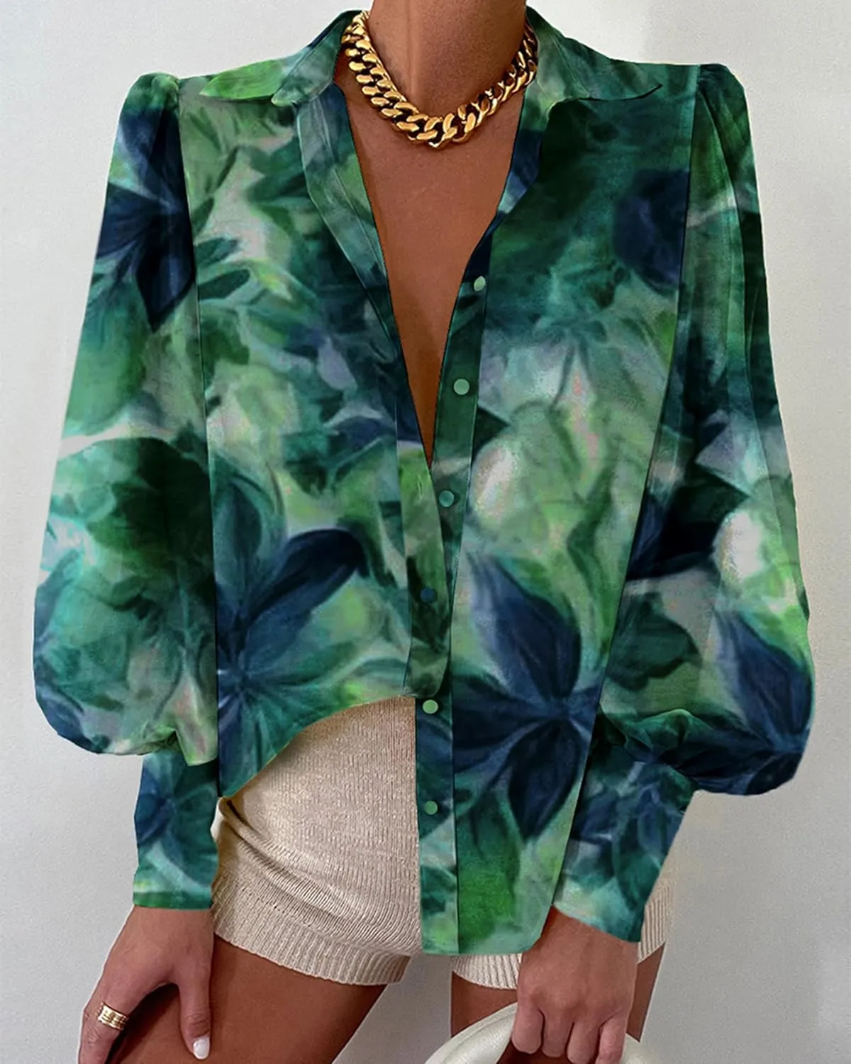 BTFBM Women Fashion Button Down Shirts V Neck Printed Solid Boho Long Sleeve Blouses Dressy Casual Summer Spring Tops