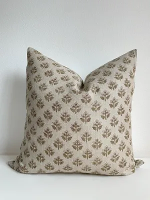 Canyon Theory Studio Hand Block Print Pure Linen 20x20 Inch Throw Pillow Cover: Indoor Outdoor Handmade Vintage Cushion Cover (Cora)