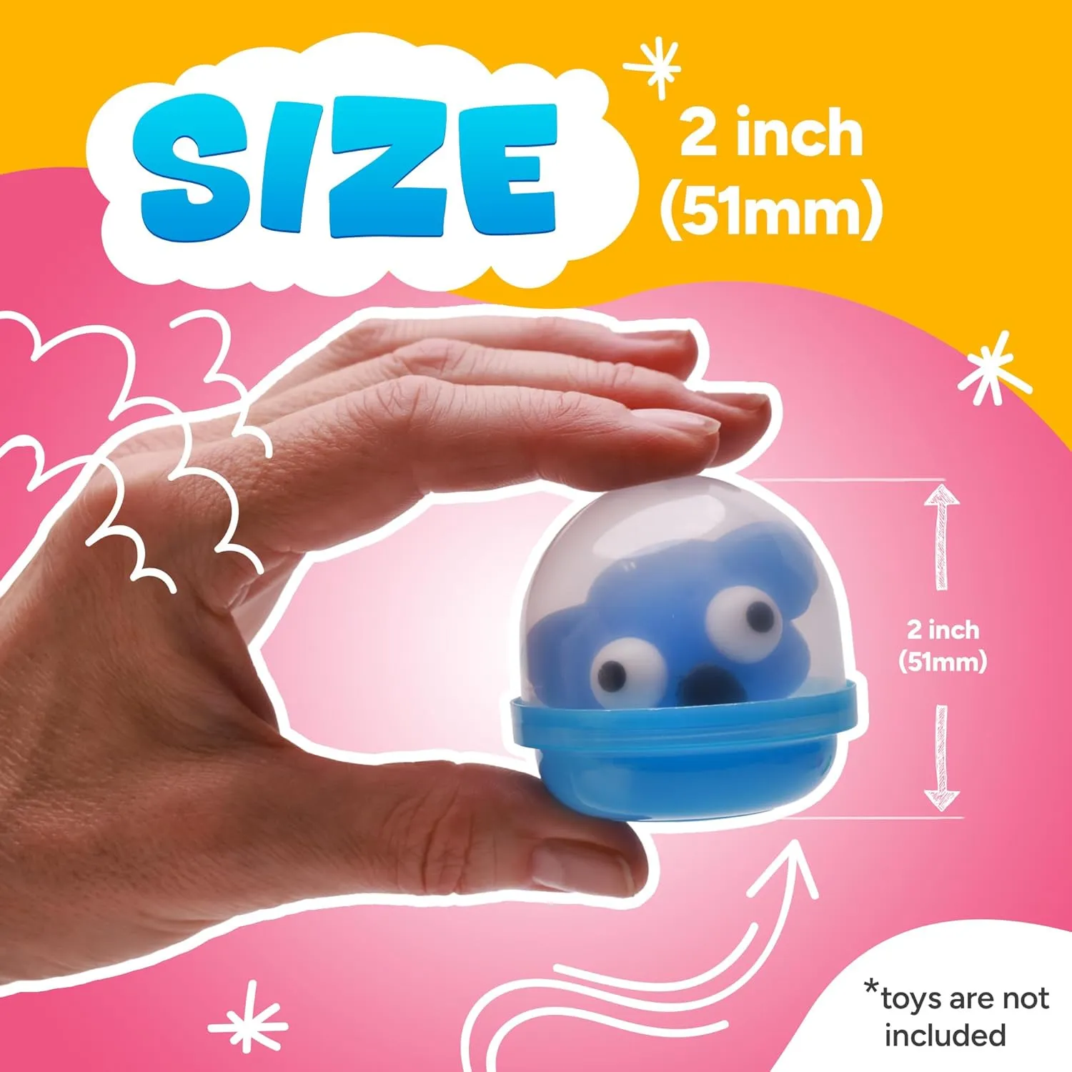 Capsule Vending Machine Translucent Acorn Capsules Empty 50 pcs 2 inch - Red & Blue Gumball Machine Capsules Bulk Party Favors Containers - Independence Day 4th of July Party Supplies