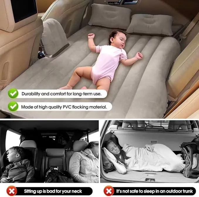 Car Air Mattress -SUV Air Mattress Inflatable Bed Car Air Mattress Back Seat Thickened and Double with Air Pump Portable Foldable Car Air Bed Mattress for Home Car Travel Camping