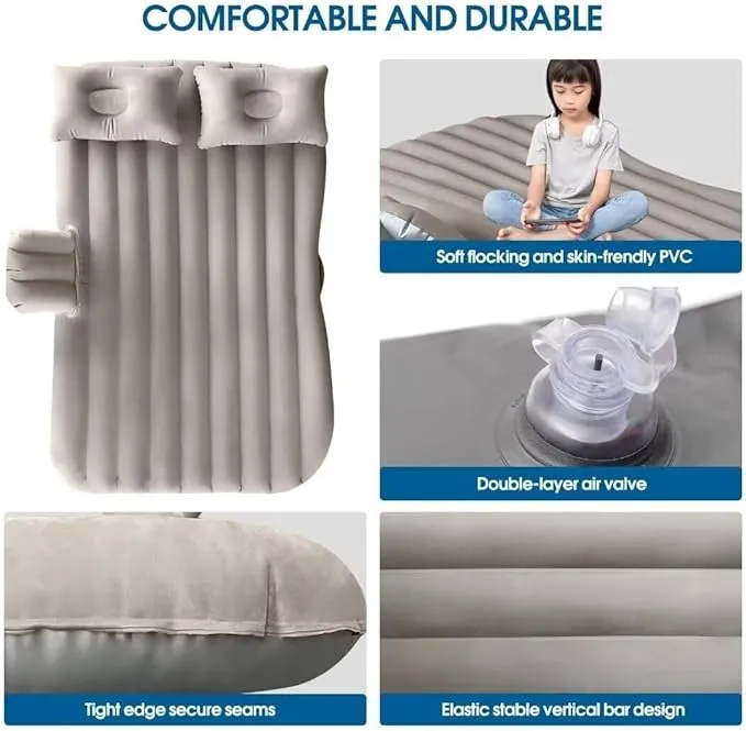 Car Air Mattress -SUV Air Mattress Inflatable Bed Car Air Mattress Back Seat Thickened and Double with Air Pump Portable Foldable Car Air Bed Mattress for Home Car Travel Camping