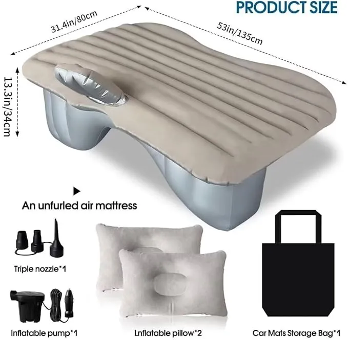 Car Air Mattress -SUV Air Mattress Inflatable Bed Car Air Mattress Back Seat Thickened and Double with Air Pump Portable Foldable Car Air Bed Mattress for Home Car Travel Camping