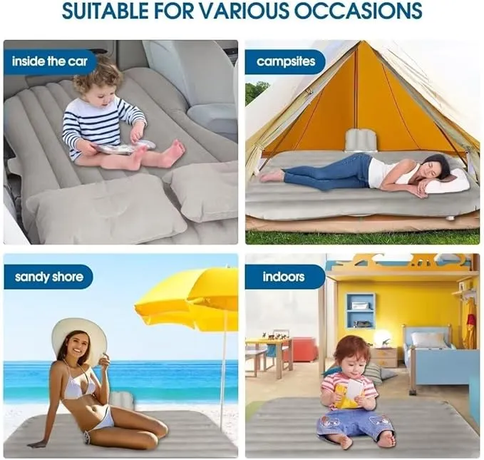 Car Air Mattress -SUV Air Mattress Inflatable Bed Car Air Mattress Back Seat Thickened and Double with Air Pump Portable Foldable Car Air Bed Mattress for Home Car Travel Camping
