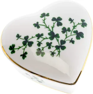CBE All Shamrocks Heart Shaped 3 x 3 Inch Porcelain Trinket Jewelry Box