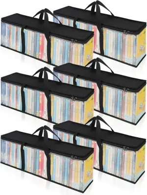 CCidea DVD Storage Bags (Set of 6) Clear PVC Media Holder Case with Handles for DVDs/CDs/VHS Box/Blu Ray Disc/Movie Cases/Video Games Discs - Each Bag Holds up to 40 DVDs
