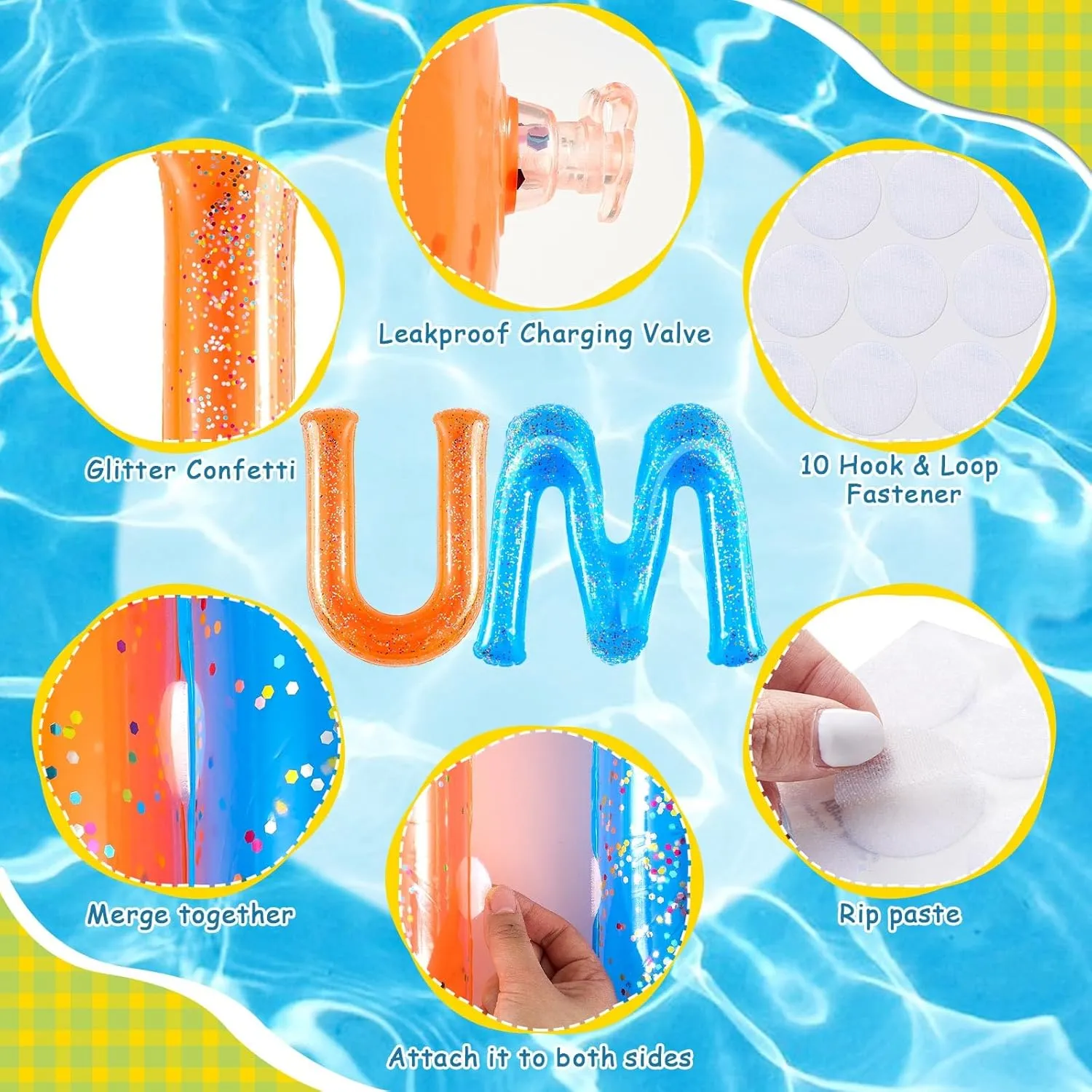 Ceenna 20" I Love Summer Floating Pool Letters Summer Party Inflatable Floats Letters Decoration Surfboard Hawaiian Luau Inflatable Signs with 4 Beach Balls