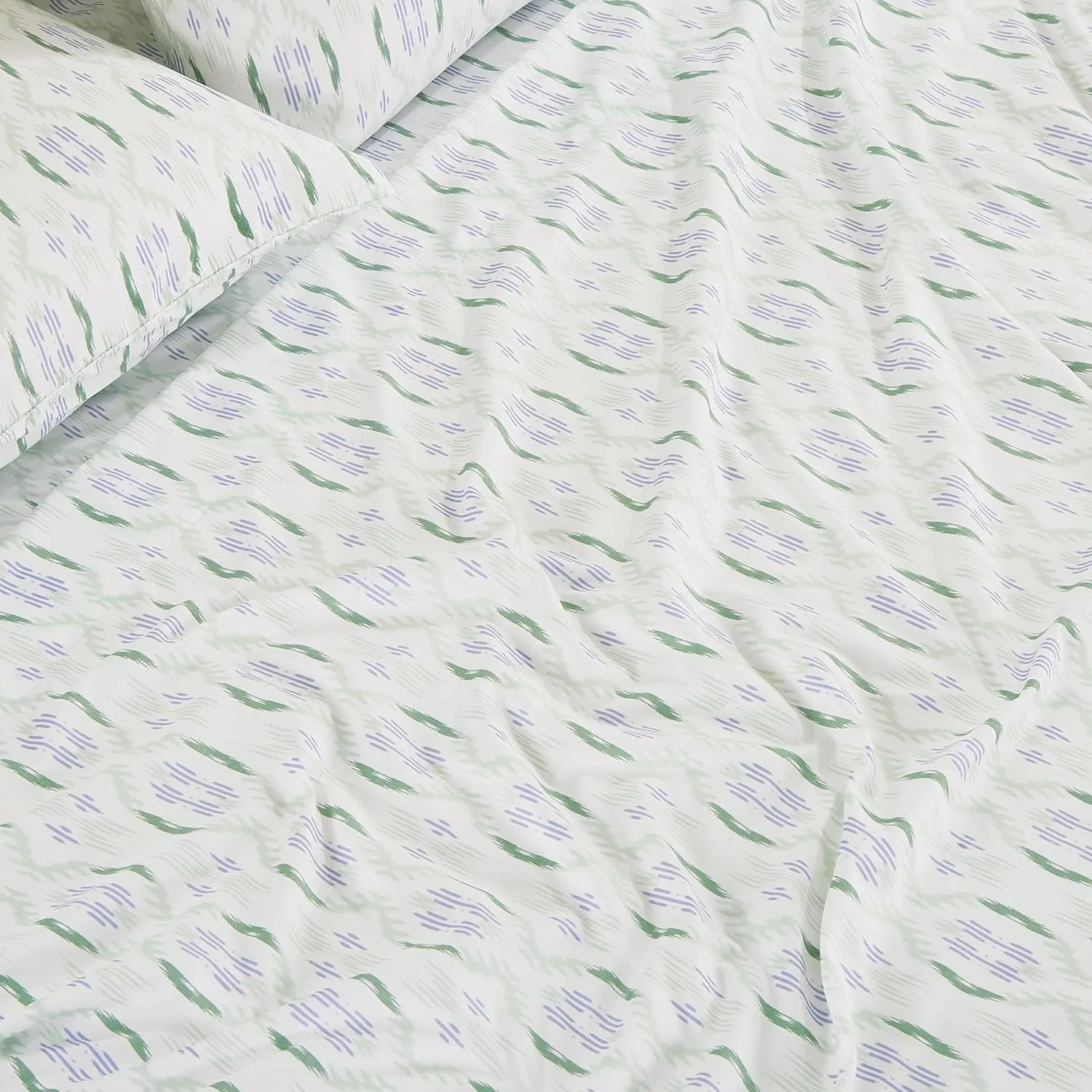 Chezmoi Collection 4-Piece Lodge Geometric Prickly Pear Cactus Sheet Set Queen Size - Green Purple Printed Brushed Microfiber Lightweight Breathable Bed Sheets