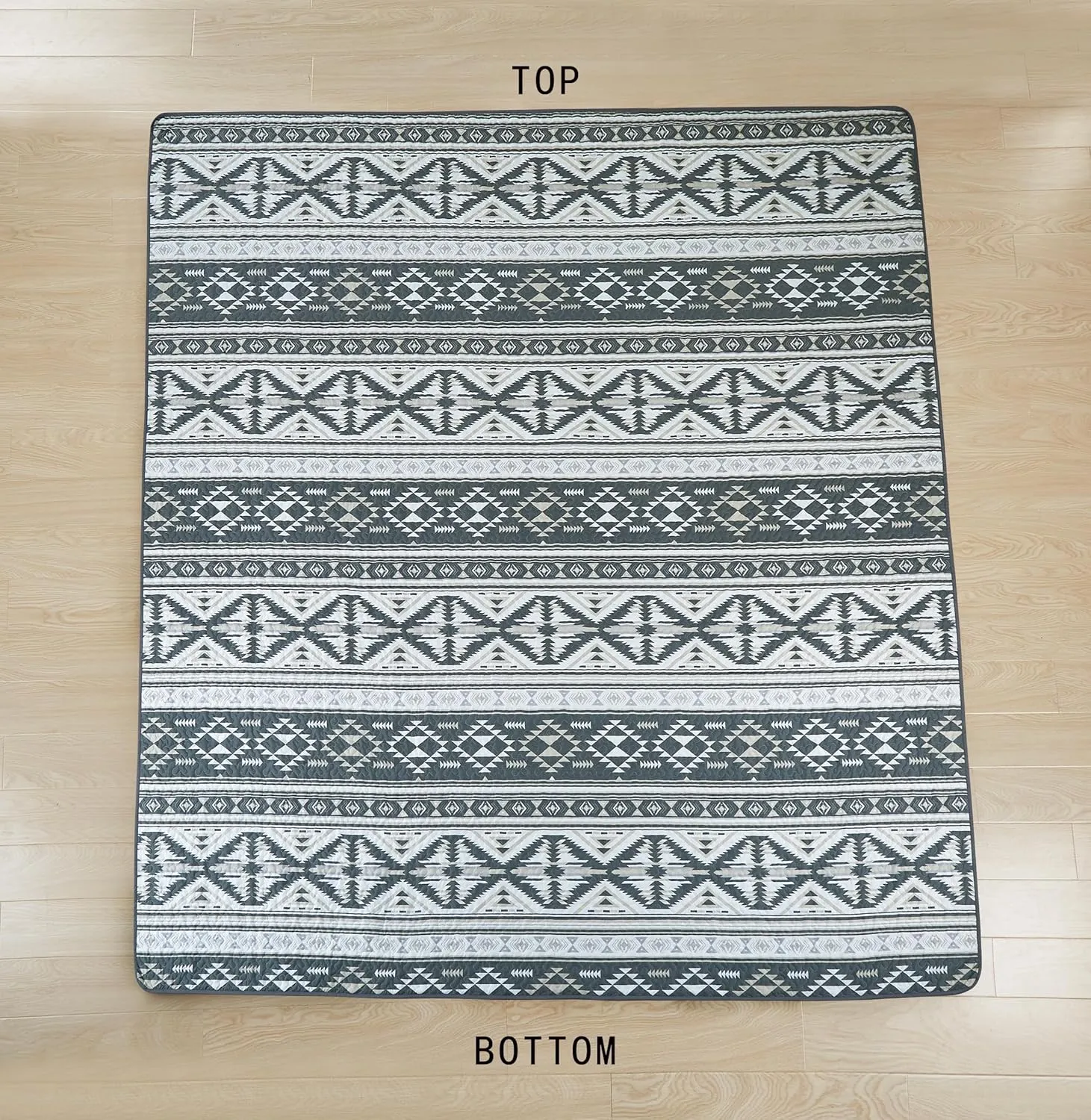 Chezmoi Collection Remy 3-Piece Southwestern Geometric Motif Quilt Set - Multicolor Gray White Light Brown Printed Microfiber Lightweight Quilted Bedspread Set, Queen (100" x 95")