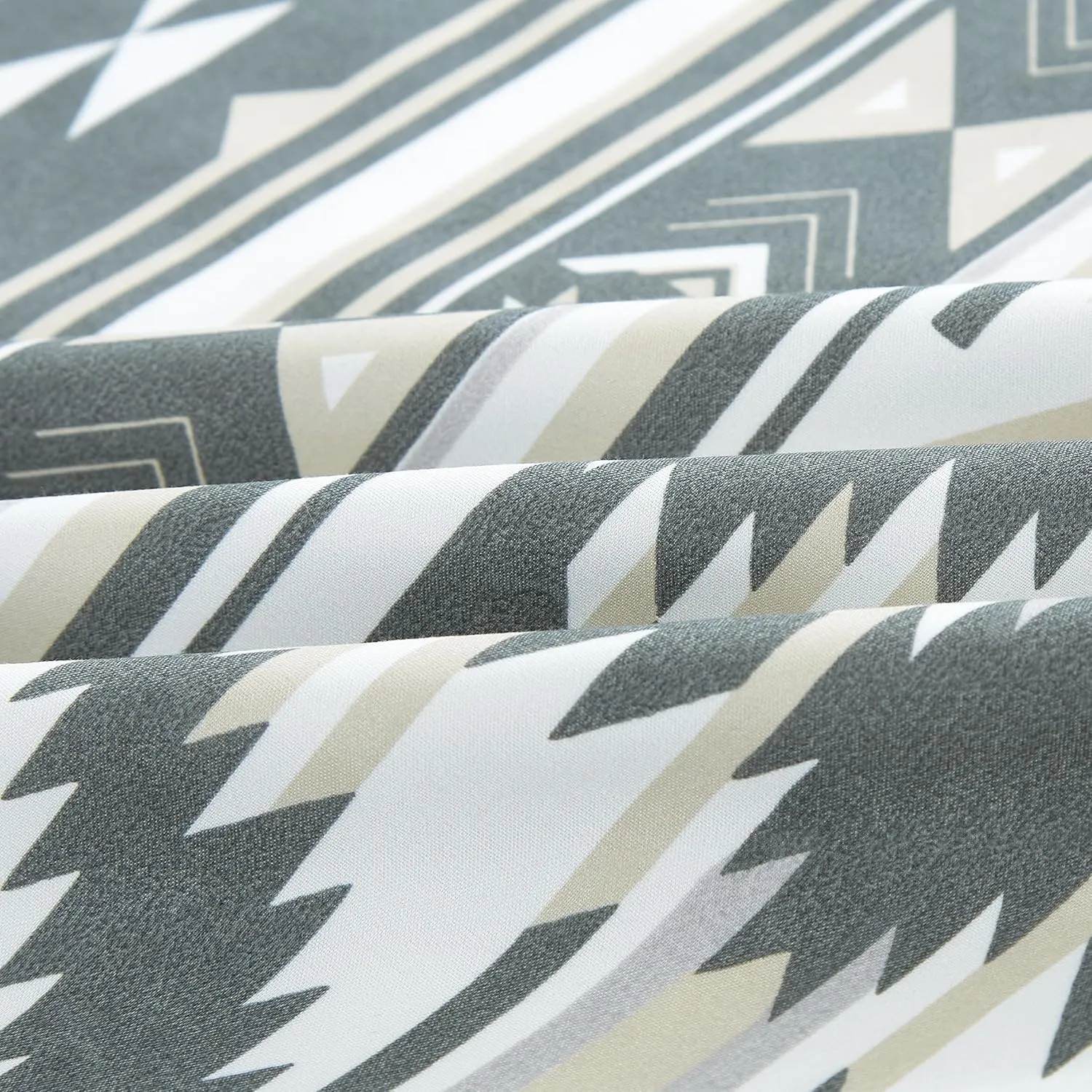 Chezmoi Collection Remy 4-Piece Southwestern Geometric Motif Window Curtain Set with Sheer Backing - Multicolor Gray White Light Brown Printed Microfiber, 120 inch x 84 inch