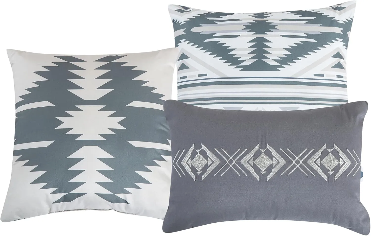 Chezmoi Collection Remy 7-Piece Southwestern Geometric Motif Comforter Set - Multicolor Gray White Light Brown Printed Microfiber Bedding, Queen