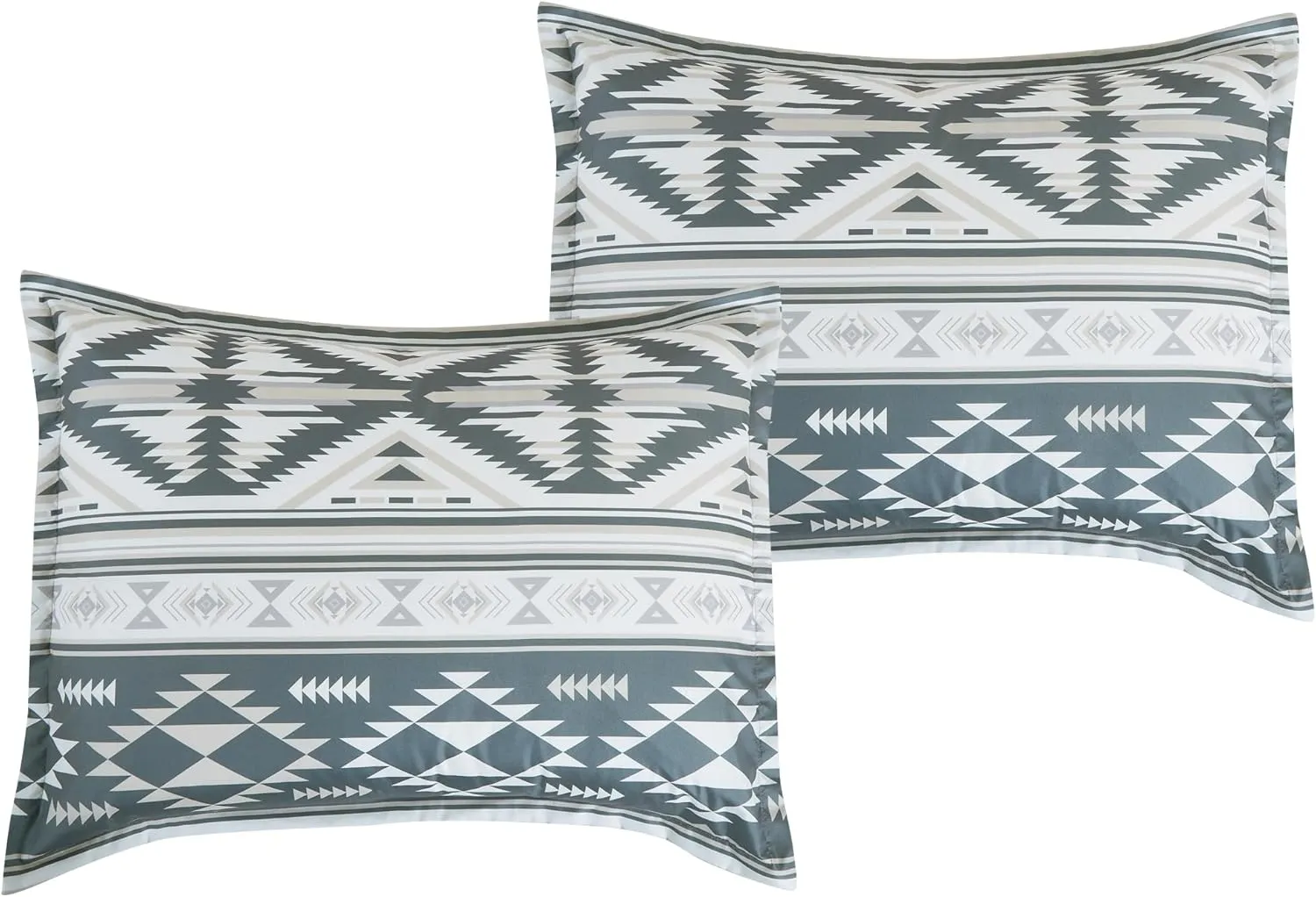 Chezmoi Collection Remy 7-Piece Southwestern Geometric Motif Comforter Set - Multicolor Gray White Light Brown Printed Microfiber Bedding, Queen